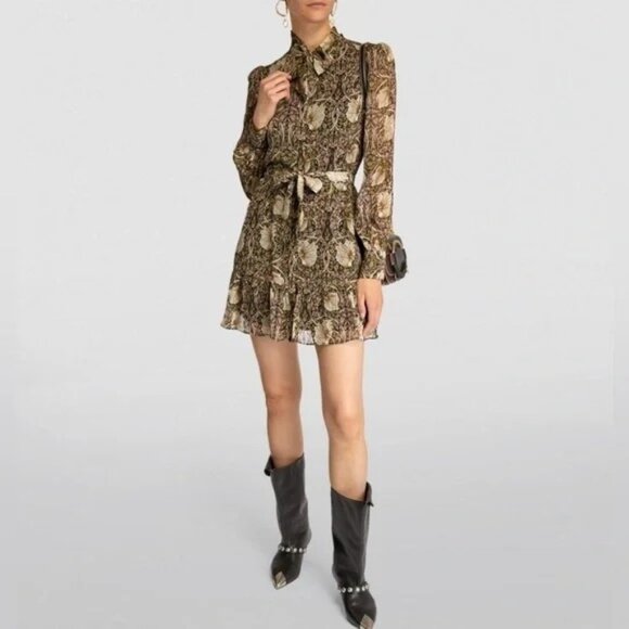 PAIGE Dresses & Skirts - Morris & Co x PAIGE Vittoria Pimpernel 100% Silk Mini Dress Size L